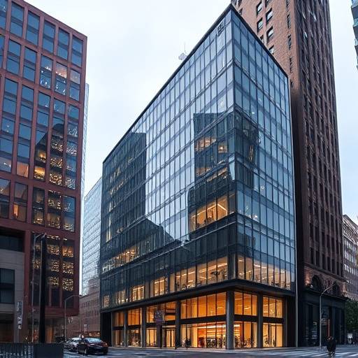 Exterior view of a modern office building in Chicago, representing CeilingGuard's headquarters.